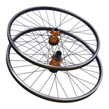 CNCEST Mountain Bike Wheelset, 29 Inch Aluminum Alloy Rim Disc Brake MTB Wheelset, Quick Release Front Rear Wheels Bike Wheels, Double Six-Hole Disc Fit 7-12 Speed Cassette Bicycle Wheelset (Gold)