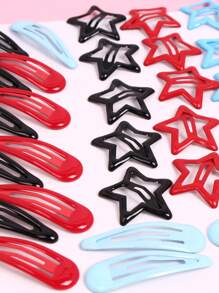 10pcs/Set Women Girls Red/Black/Blue Colored Metal Star Hairpins For Daily Use, Cute Star Hair Accessories Set Street Hair Clips Claw Clips Hair Slide Hair Barrettes