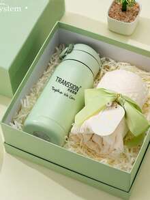 Personalized Business Gift Set For Summer, Includes Thermal Mug And Towel, Ideal For Housewarming, Employee/Client Gift, Birthday, Wedding Favor; Custom Sun Protection Umbrella Gift Box Set