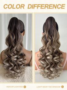 Krallen Pferdeschwanz-Verlängerung Haar-Accessoires in Hellbraun, 20-24 Zoll lange tief gewellte hitzebeständige synthetische Faser Pferdeschwanz Haarteil für Frauen, täglich verwendbar
