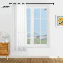 1 件/2 件半透明窗帘布/多种尺寸可选/金属索环顶部/适用于客厅窗户装饰/优雅的透明织物过滤器灯/半透明卧室窗帘/顶部锁环半透明窗帘/农舍装饰窗帘/咖啡厅厨房小窗帘/白色透明窗帘，秋季装饰，秋季装饰，房间装饰