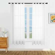 1 件/2 件半透明窗帘布/多种尺寸可选/金属索环顶部/适用于客厅窗户装饰/优雅的透明织物过滤器灯/半透明卧室窗帘/顶部锁环半透明窗帘/农舍装饰窗帘/咖啡厅厨房小窗帘/白色透明窗帘，秋季装饰，秋季装饰，房间装饰