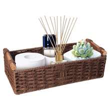 1 Round Paper Rope Storage Basket With Handle, Decorative Storage Box Organizer, Used As A Toilet Paper Basket On Top Of The Bathroom Cistern, Small Basket, Christmas Tree Themed Tray,Shower Organizer,Bathroom Accessories,Tissue Box Holder