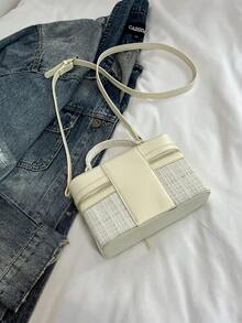 Women Handbag Elegant Square Shoulder Bag With Phone Pouch, Black Color - White - View 8