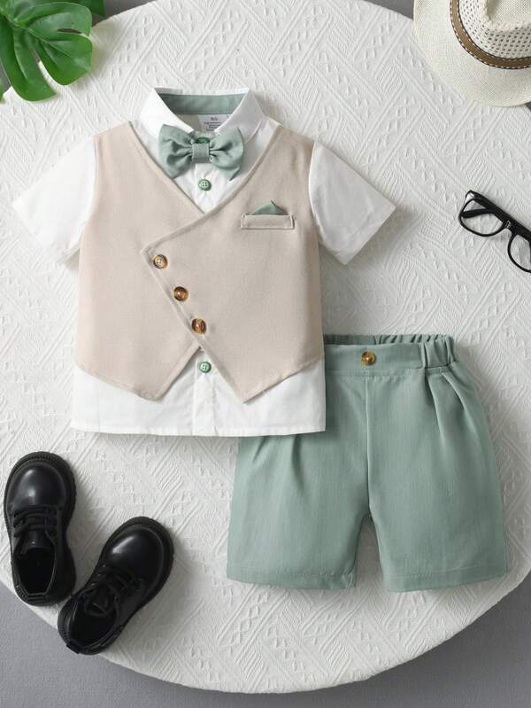 Conjunto de esmoquin elegante para niños, traje de pajecillo para boda, atuendo de caballero para fiesta de cumpleaños