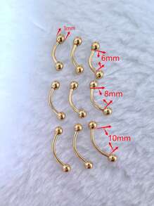 2pcs 6/8/10mm Surgical Steel 3mm Ball Eyebrow Barbells Curved Lip Rings Ear Hoops