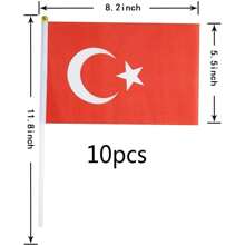 Turkey Flag, (Hand Waved Flag) Turkey Mini Flag, Holiday Event Flag Conference Room . Classroom . Garden . Holiday Grand Opening Bar Sports Club Decoration (Turkey)