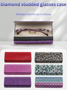 1 pièce Étui à lunettes décoratif avec strass, boîte de rangement pour lunettes