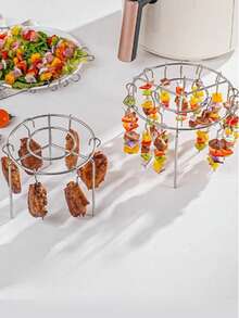 24 件空气炸锅烤箱架、不锈钢悬挂式烤架、直立式烧烤架，用于烘烤、户外烧烤、节日礼物、多用途烤肉串 - 彩色 - 查看 4