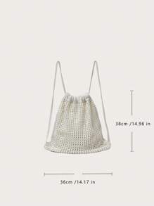 Yogodlns High Quality Casual Bag Hollow Out Woven Handmade Bucket Bag Women Handbag Large Capacity Tote Bag Lady Purse Shoulder Bag Fashion Women Hollow Woven Shoulder Bags Large Capacity Crochet Backpack Knitting Handbags Female Shopping Tote