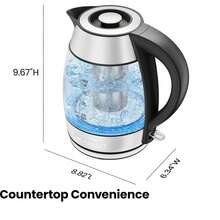 Fast Boiling 1.8L Electric Glass Kettle, Removable Tea Infuser, LED Lights, Stainless Steel - 1 - View 6