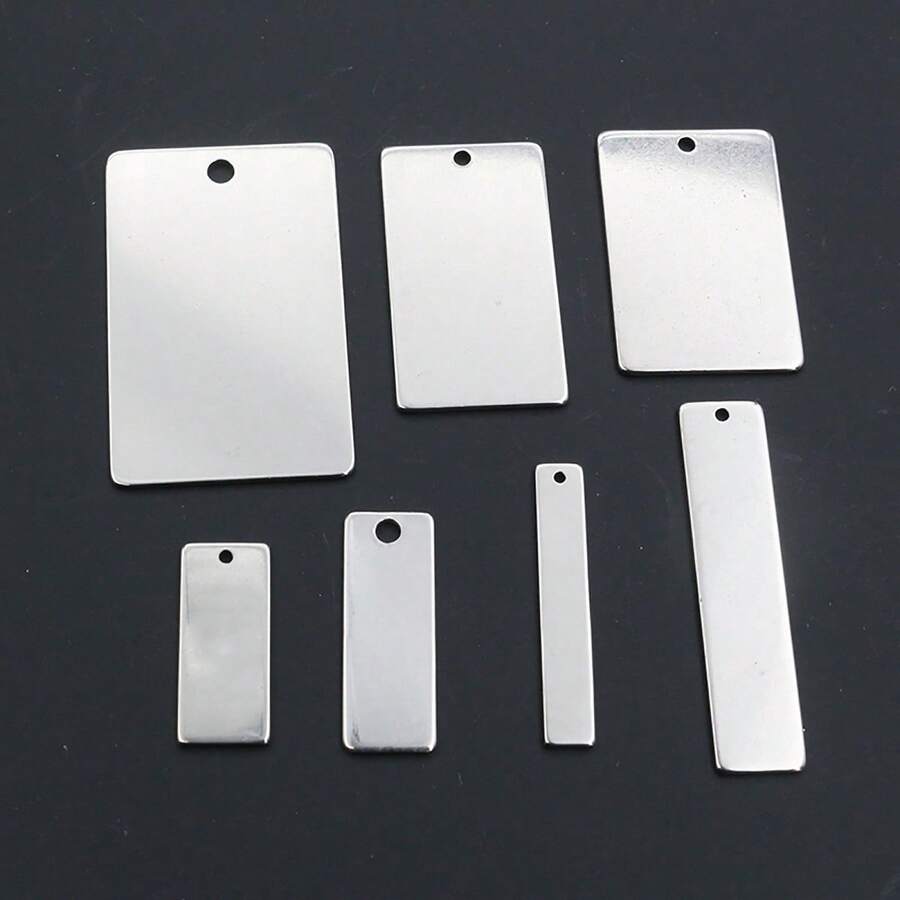 10pcs Rectangle Charms Pendant Stainless Steel DIY Jewelry Making Accessories