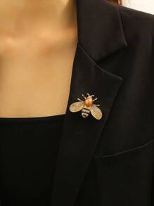 1 pieza Broche elegante de abeja para mujer, clip de chal con rhinestones de moda