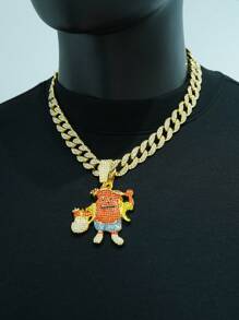 1pc Bling-Bling Hip-Hop Personalized Cartoon Expression Money Pendant Necklace, Fashionable And High-End Accessory For Both Men And Women