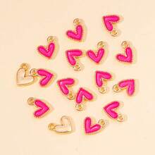 30 piezas de dijes con forma de corazón mini lindos y coloridos, accesorio de aleación de zinc esmaltado DIY para manualidades de joyería de mujeres/niñas, pulseras, aretes - amar - Ver 3