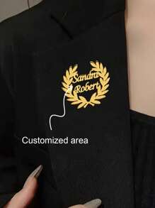 1pc Customized Double Name Olive Branch Brooch, Fashionable Personalized Stainless Steel Button Brooch DIY Letter Jewelry Suitable For Women's Apparel Accessories And Holiday Gifts, Graduation Season, Back To School Season, Mother's Day Gift