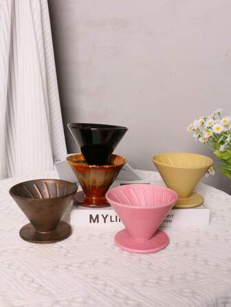 1pc Ceramic Pour Over Coffee Filter, Origami Ceramic Filter Cup, Drip Coffee Funnel, Ceramic Sharing Pot Funnel, Pour Over Coffee Filter
