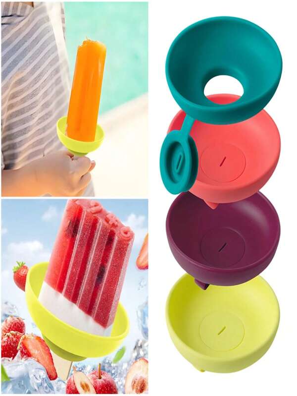 1Pc Silicone Ice Cream Holder Stand Set, Summer Popsicle Holder, Leak-Proof Cone Support With Drip Guard, Portable Ice Pop Mold Tray With Carrying Cases For On-The-Go Snacks - Dishwasher Safe