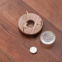 1 pieza Juego de Portavelas Multiusos y Calentador de Té, Base de Madera de Nogal para Calentar Té, Diseño Elegante de Portavelas de Vidrio, Juego de Portavelas para Crear Ambiente, Calentador de Té Portátil para Fiestas de Té, Reuniones, Restaurantes, Cafés y Uso Doméstico Volver al Colegio