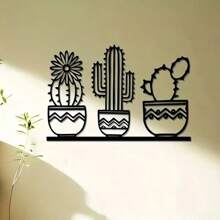 A Cactus Metal Wall Art, Desert Cactus Outdoor Decoration, Succulent Garden Sign, Kitchen Decoration, Home Decor Gift, New Home Gift, For Room, Bedroom, Office, Bar, Restaurant, Cafe - Art Deco Style, Metal Material.