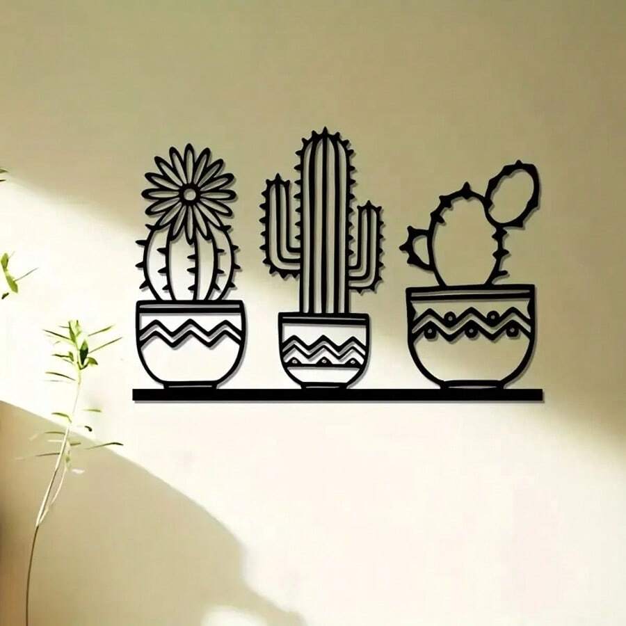 A Cactus Metal Wall Art, Desert Cactus Outdoor Decoration, Succulent Garden Sign, Kitchen Decoration, Home Decor Gift, New Home Gift, For Room, Bedroom, Office, Bar, Restaurant, Cafe - Art Deco Style, Metal Material.