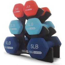 2 3 5 8 And 10 Pound Neoprene Dumbbell Free Hand Weight Set With Rack I For Home Exercises To Gain Tone And Definition Pastel - Blue/Red - View 7