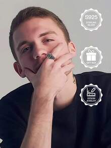 925 纯银男士凯尔特生命树印章戒指，复古编织纹理，信仰宣言戒指，雕刻树根戒指，虔诚戒指，复古暗黑风格珠宝，生日周年纪念礼物，情人节，万圣节，附赠礼盒 - tree - 查看 7