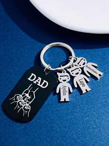 1pc Personalized Laser Engraved Stainless Steel Keychain With Dad Fist Design, Father's Day Memorial Gift, Metal Decoration, Backpack Accessory, Gift For Dad, Fashionable Accessory , Engraved, Stainless, Unisex, Casual, Custom, Personalized, Unique, Customized, Travel Accessories, Travel Accessories, School Supplies, For Teenagers, Junior High School Students, Middle School Students, High School Senior High School Students, College Students, University Students, Freshman, Sophomore, Underclassmen,Delicate Romance,For Office,For School,For Classroom,For Teacher Gifts,For University,For Colleague,For Dorm Rooms - Multicolor - View 13