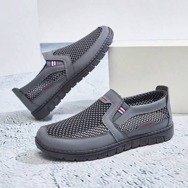 Zapatos deportivos ligeros para hombres, zapatos de malla transpirables, mocasines slip-on, zapatos cómodos para caminar, adecuados para senderismo, trotar y talla grande