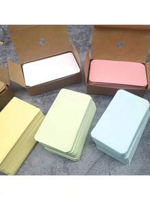 100pcs/Box Retro Solid Color Mini Cards, Postcard, Graffiti, English Word Cards, Student Writing Bookmarks, Blank Index Cards, Complete Set,School Supplies,Back To School - Multicolor - View 6