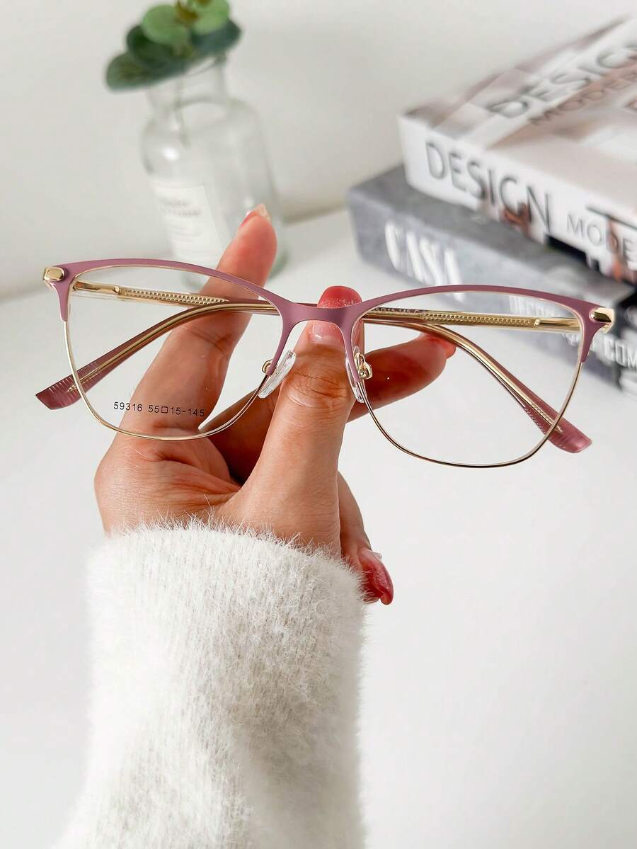 MELINDA MODA Women's Metal Fashion Eyeglasses Frame - Pink - View 1