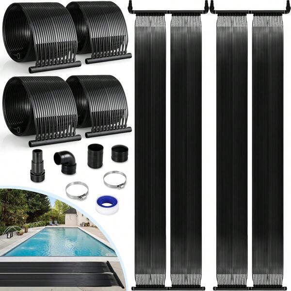 Calefacción de piscina de colección solar 500x75 cm, calefacción solar, 3.75 ㎡ Piscina de hasta 20,000 L de contenido de agua, estera de calefacción solar, resistente a los rayos UV, expandibles