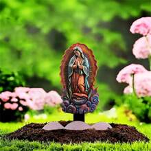 1 pieza Retrato religioso acrílico plano 2D de Nuestra Señora de Guadalupe, decoración de jardín, adorno paisajístico, regalo festivo