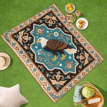 Bird Pattern Floral Brown Picnic Blanket Featuring Elegant Design For Outdoor Blanket Adventures And Stylish Dr For Nature Enthusiasts - Multicolor - View 2