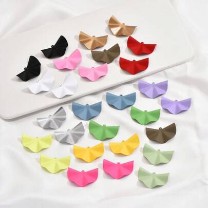 10pcs Painted Multi-Color Textured Geometric Single Fan Shaped Pendants, For DIY Jewelry Crafting