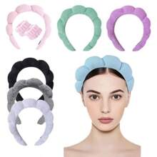 1 pièce set (1 pièce bandeau + 2 serre-poignets) Bandeau de spa et serre-poignet pour le lavage du visage, chouchou doux en éponge pour les cosmétiques, bandeau et serre-poignet, couleur aléatoire
