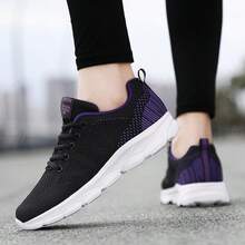 Women's Fashionable Outdoor Casual Shoes, Breathable Lightweight Lace-Up Comfortable Black Sneakers, MD Anti-Slip Soft Bottom Lightweight Running Shoes, Walking Shoes, Labor Day/Valentine's Day/Holiday Gift - Purple - View 5
