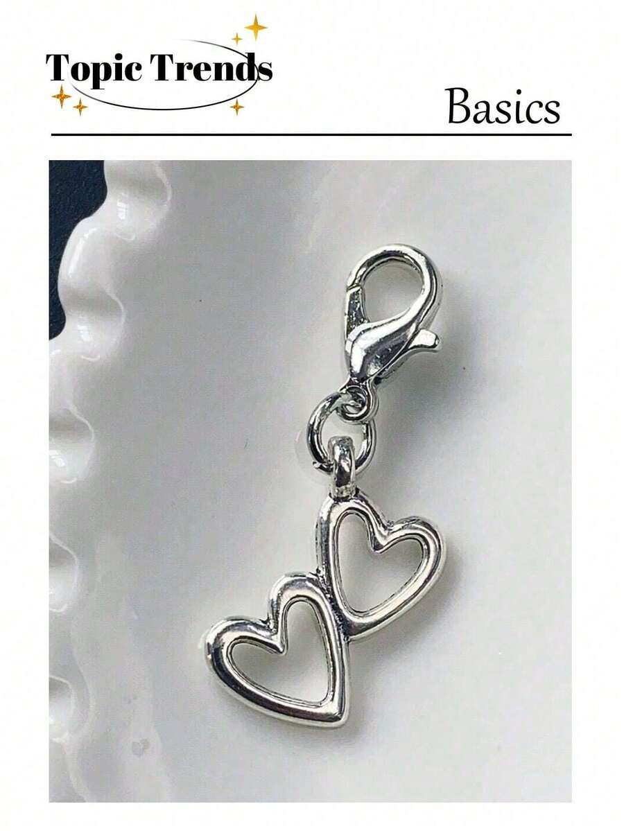 1pc Metal Heart Shaped Spring Zipper Pull, Stainless Steel Key Chain, Cute Bag Charm, Couple Keychain, Bag Accessory, Versatile Seasonal Gift, Y2K