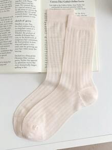 1 Pair Women's Solid Color Mesh Socks, Fashion Thin Breathable Versatile Candy Color Over-The-Knee Socks