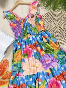 Long Dress PRINTED With Lining With Cup In Beautiful, Fashionable CREPINHO Fabric - Violet Purple - View 2