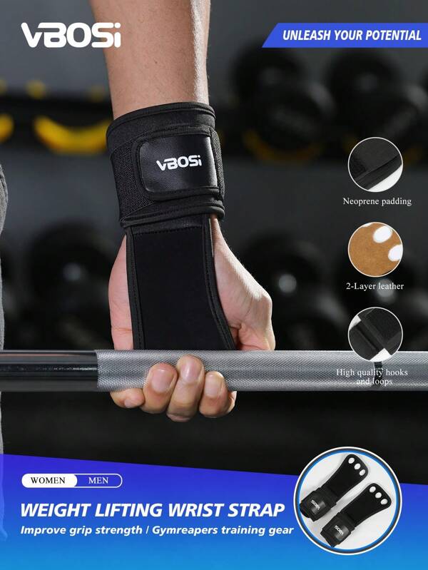 VBOSI 1 Paio di Cinghie di Sollevamento Regolabili in Pelle - Supporto per la Presa per Sollevamento Pesi, Powerlifting, Bodybuilding e Allenamento di Forza - Accessori da Palestra per Uomo e Donna, Sport, Palestra, Esercizio Domestico, Guanti da Palestra per Donna, Guanti da Boxe, Guanti da Palestra, Guanti da Palestra, Guanti da Palestra per Uomo