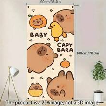 2D Door Banner, 1 Cute Capybara 2D Door Banner Curtain - Party Background, With Cute Brown Capybara Design, Perfect For Home Decoration And Christmas Celebrations, Holiday Decorations | Whimsical Themes | Carefully Crafted Birthday Decorations Tapestry Room Decor Flag Party Decorations
