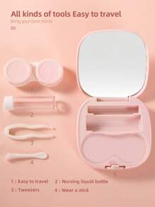 1 pieza/2 piezas Estuche portátil y sencillo para lentes de contacto de unicolor, adecuado para uso diario al aire libre