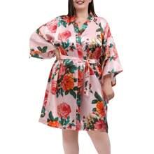 1 pieza Bata de satén estilo floral para boda, fiesta de novia, dama de honor, bata kimono para mujer, despedida de soltera, Día de la Madre, regalo de regreso a la escuela