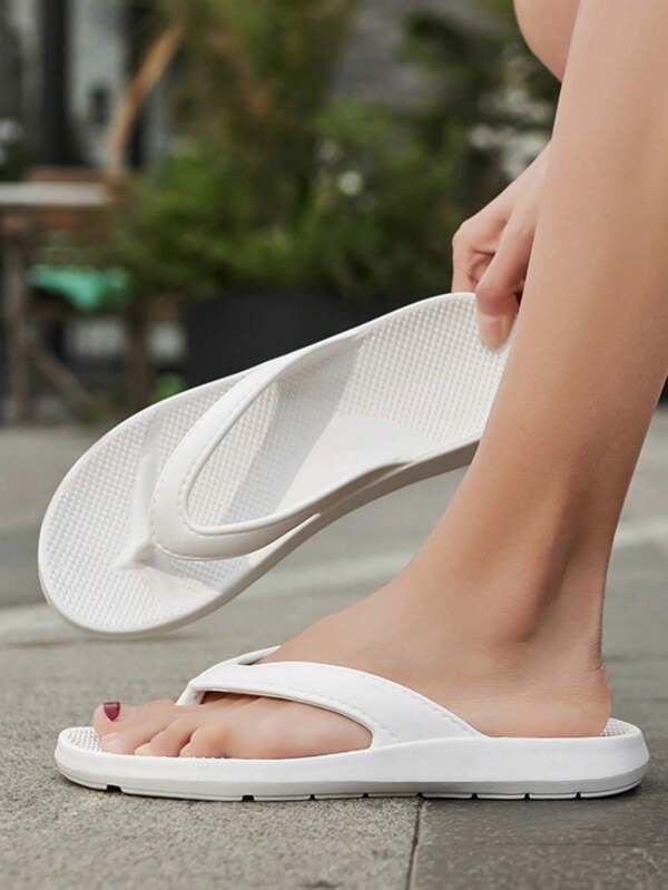 Women's Fashion Outdoor Flip-Flop Sandals, Non-Slip Solid Color Thong Slippers For Beach Holiday