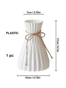 现代塑料花瓶 欧式花瓶 餐桌中心装饰花瓶 鲜花和蒲苇婚礼家居装饰藤条状陶瓷外观 不易破碎花瓶 简约花篮布置