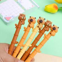 1/3/6pcs Capybara Bamboo Neutral Pens, Cute Gel Pens For Students, High-Quality Stationery Supplies, Suitable As Back To School Small Gifts