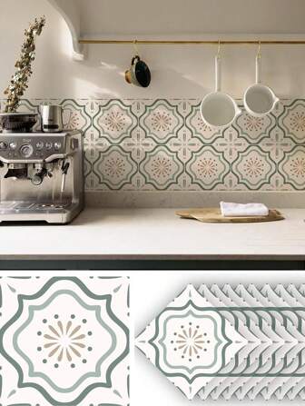 1 套 10 片防水瓷砖贴纸，粘贴在浴室厨房、地板、炊具防溅板上的瓷砖转移，剥离并粘贴粘性乙烯基墙砖贴纸