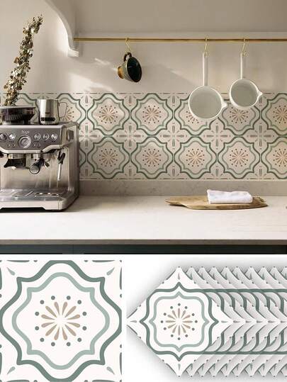 1 套 10 片防水瓷砖贴纸，粘贴在浴室厨房、地板、炊具防溅板上的瓷砖转移，剥离并粘贴粘性乙烯基墙砖贴纸