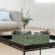 1 Round Paper Rope Storage Basket With Handle, Decorative Storage Box Organizer, Used As A Toilet Paper Basket On Top Of The Bathroom Cistern, Small Basket, Christmas Tree Themed Tray,Shower Organizer,Bathroom Accessories,Tissue Box Holder